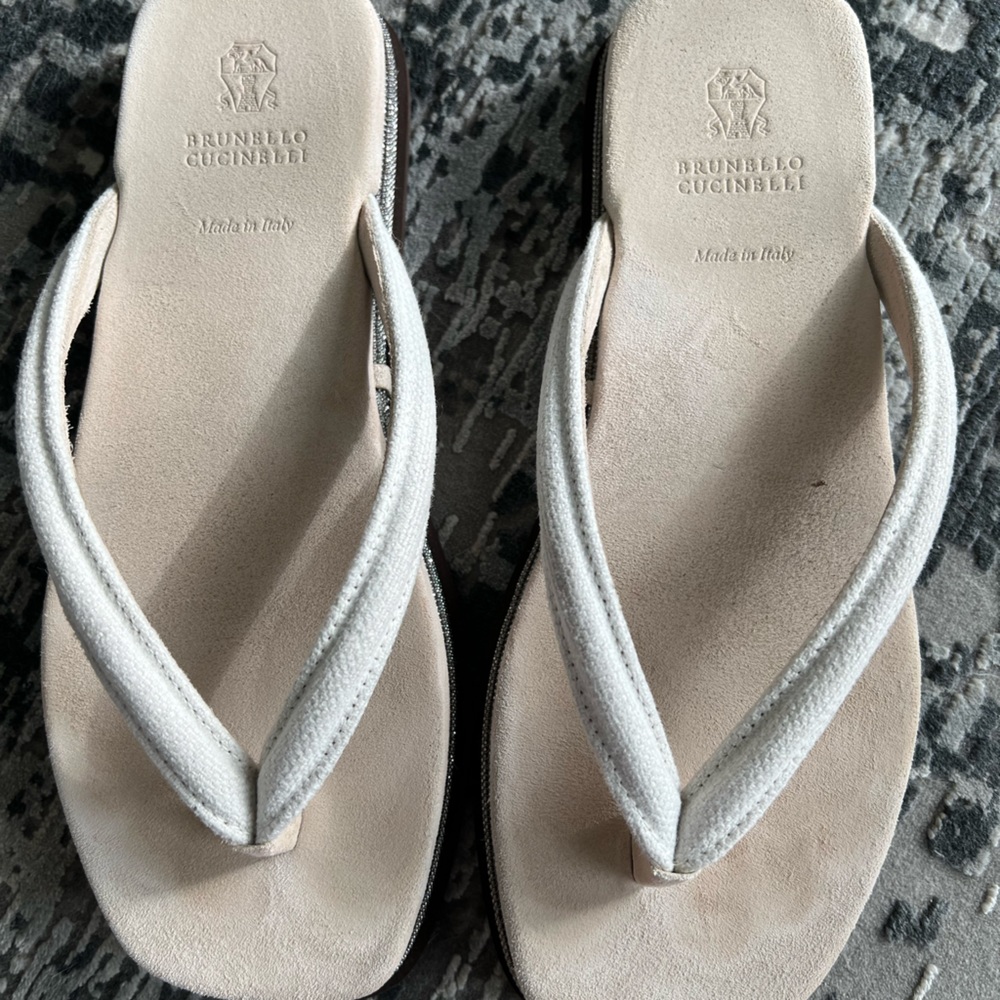 Brunello Cucinelli Suede Flip Flops